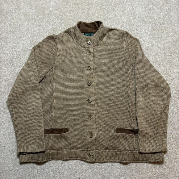 Lauren Ralph Lauren Sweaters - Lauren Ralph Lauren Cardigan Sweater Womens 2X Brown Mock Neck Button Pockets